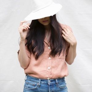 Rachael Harrah Linen Short Sleeve Top Rust S